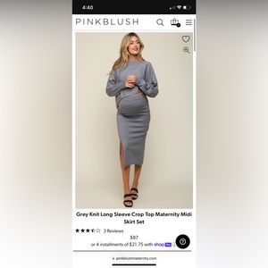 Cropped sweater and midi skirt maternity set